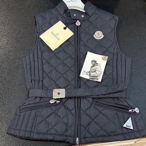 Moncler Women’s Dark Quilted Vest with Belt